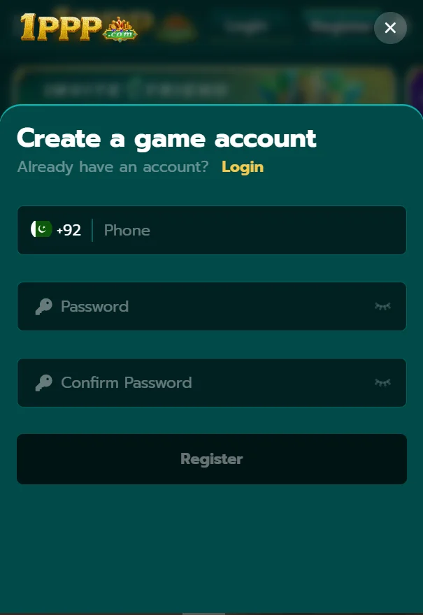1PPP Game register screen and signup guide