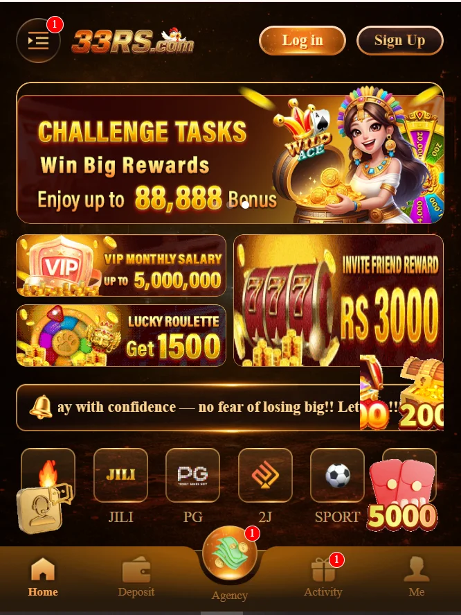 33RS Game homepage and game categories