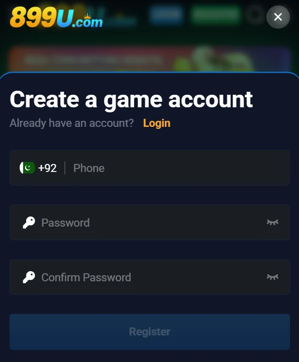 899U Game registration and account creation process