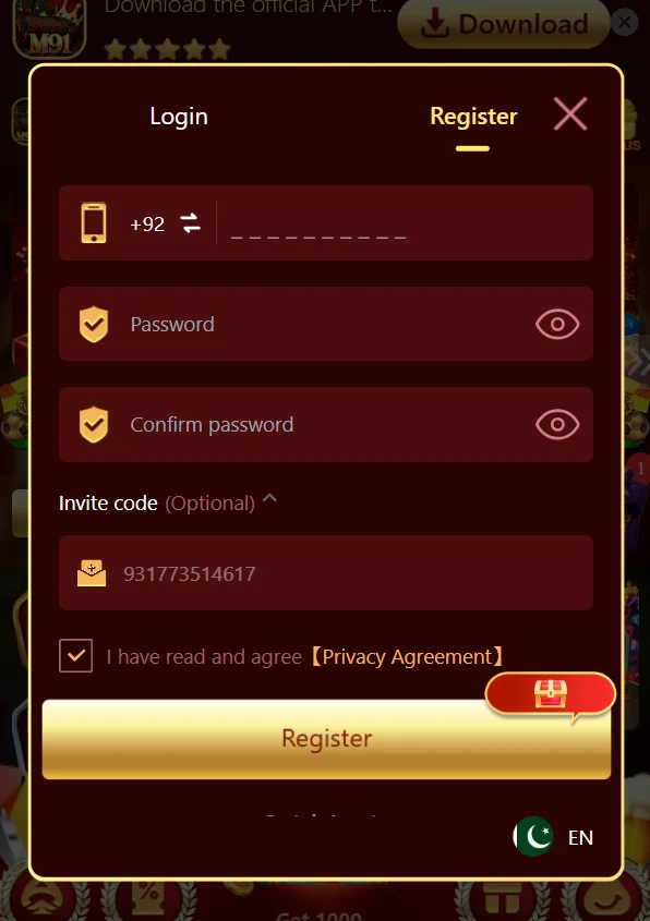 M91 Game registration and account creation process