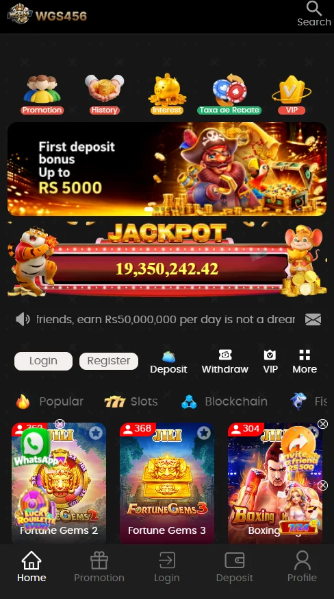 WGS456 Game homepage and game categories